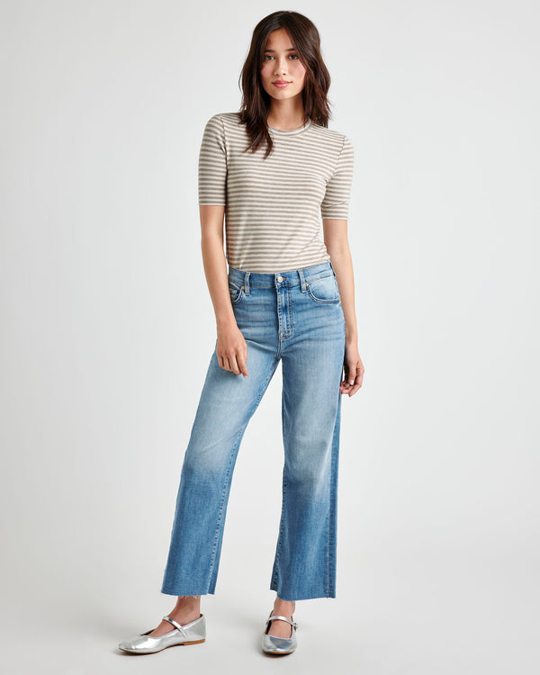 Splendid Light Wash Cropped Wide Leg Raw Hem Jean