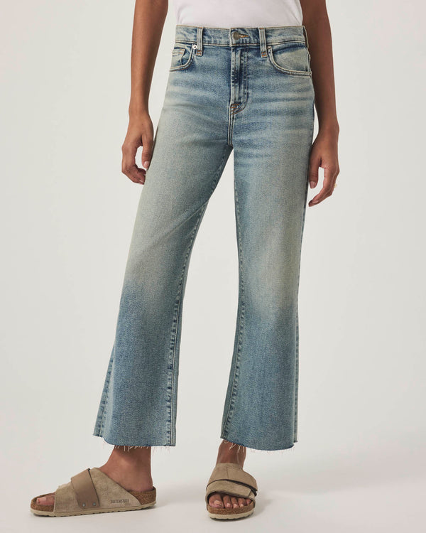 splendid Light Wash Cropped Wide Leg Raw Hem Jean