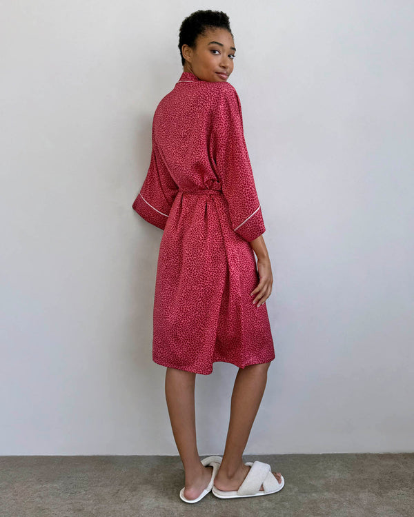 Splendid Mini Heart Toss Satin Silk Robe