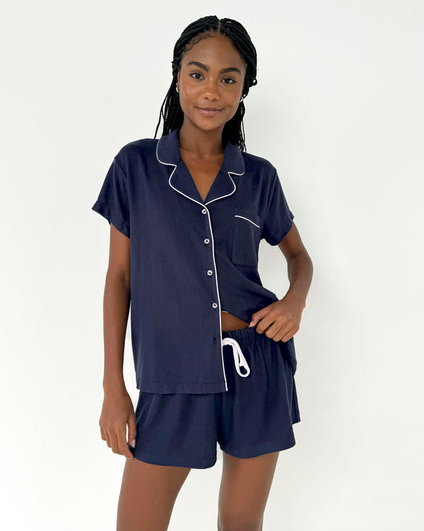 splendid Navy Flora Pillowsoft Short Set