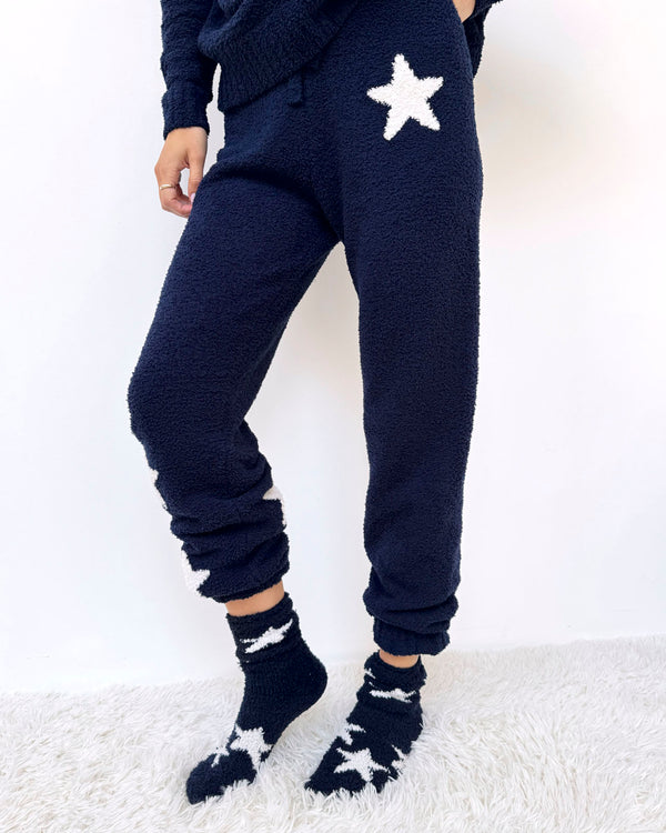 Splendid Navy Oat Bia Fuzzy Yarn Socks