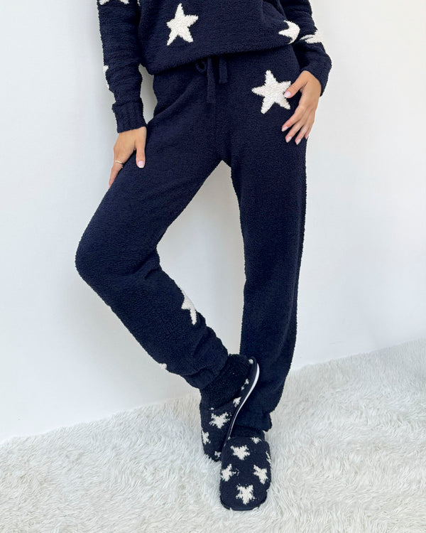 Splendid Navy Oat Stars Fuzzy Sweater PJ Set