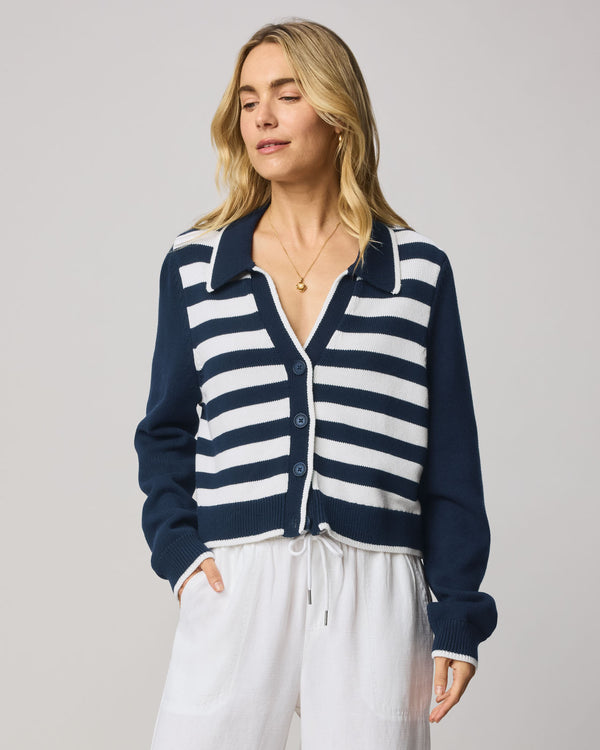 splendid Nicolette Striped Polo Cardigan