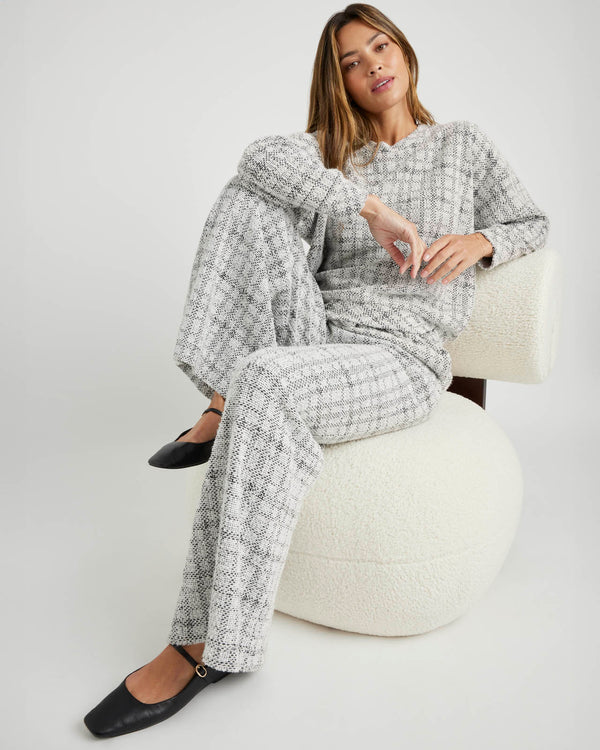 Splendid Penny Tweedy Plaid Crewneck Pullover