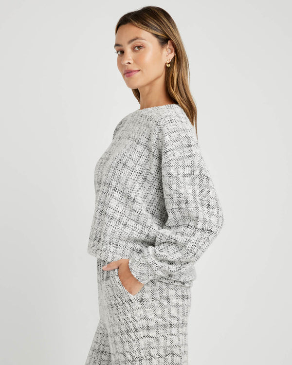 Splendid Penny Tweedy Plaid Crewneck Pullover