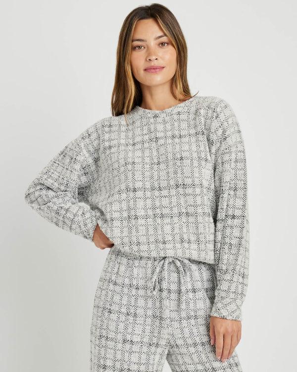 splendid Penny Tweedy Plaid Crewneck Pullover