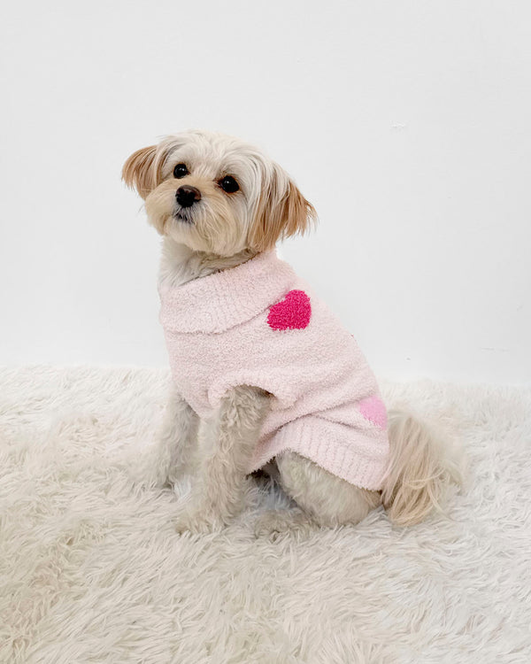 splendid Pink Multi-Heart Fuzzy Pet Sweater