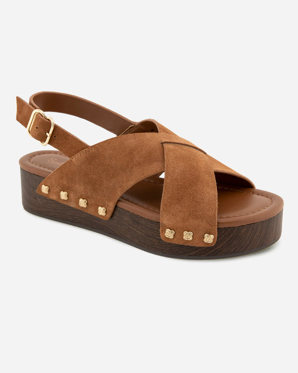 splendid Quintana Suede Wedge in Caramel