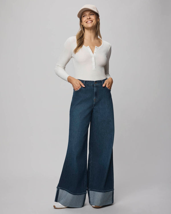 Splendid Ravyn Cuffed Wide Leg Jean In Dark Wash