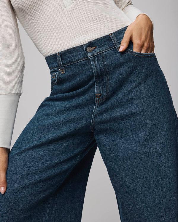 Splendid Ravyn Cuffed Wide Leg Jean In Dark Wash