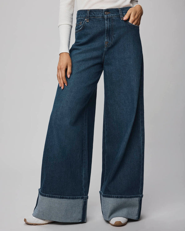 splendid Ravyn Cuffed Wide Leg Jean in Dark Wash