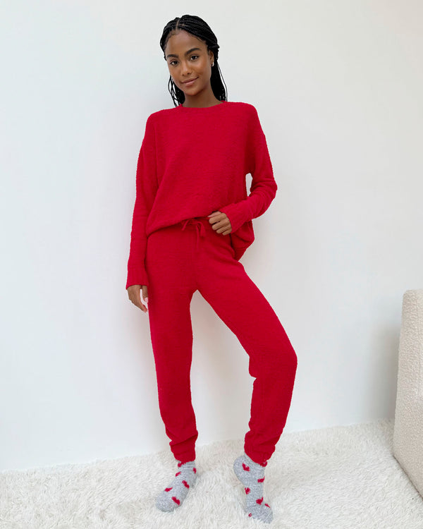 Splendid Red Fuzzy Sweater PJ Set