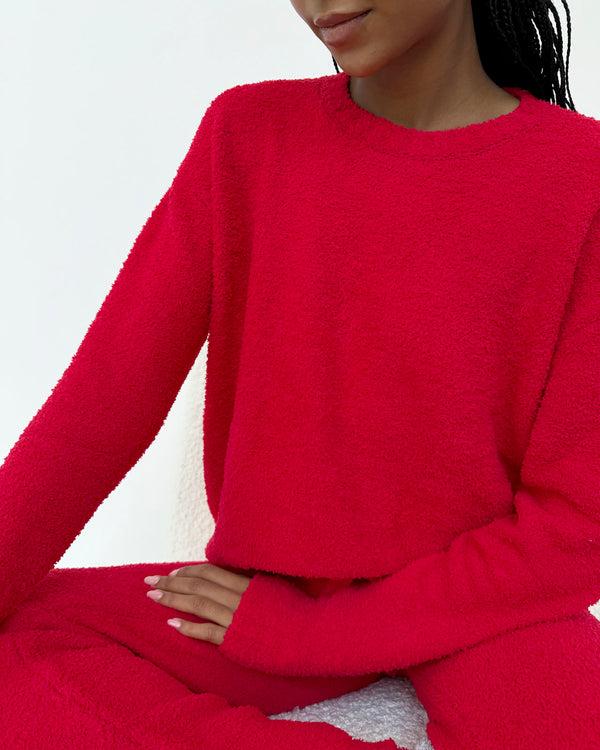 Splendid Red Fuzzy Sweater PJ Set