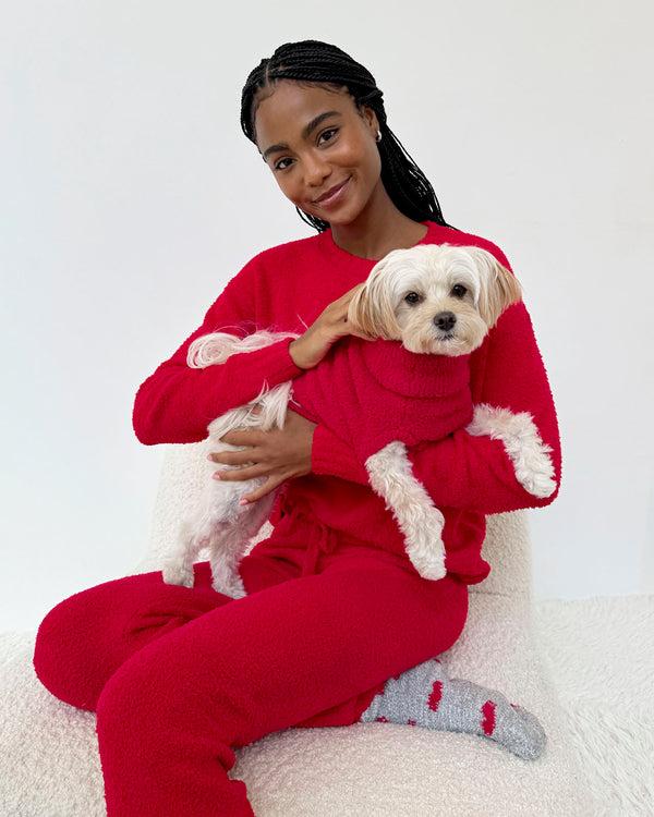 Splendid Red Fuzzy Sweater PJ Set