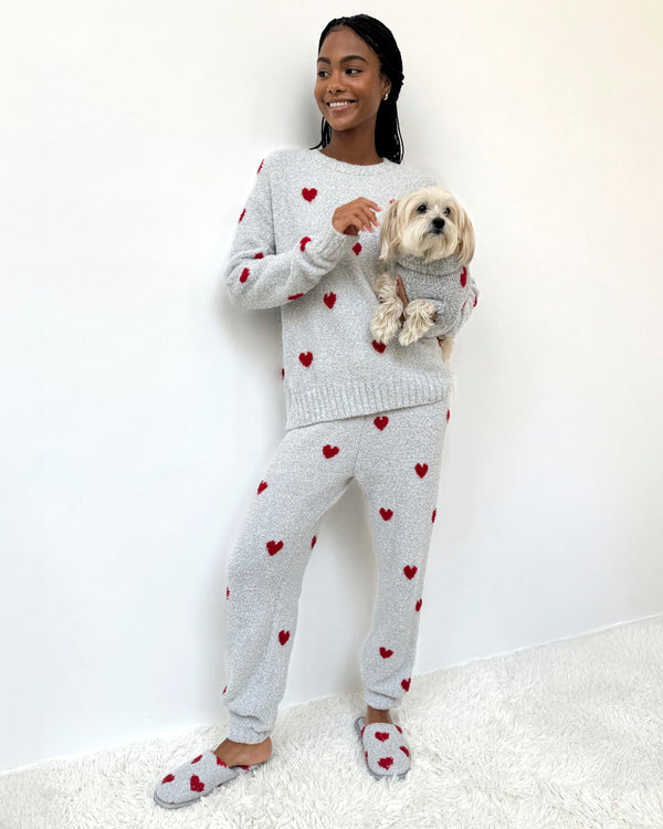 Splendid Red Hearts Fuzzy Pet Sweater