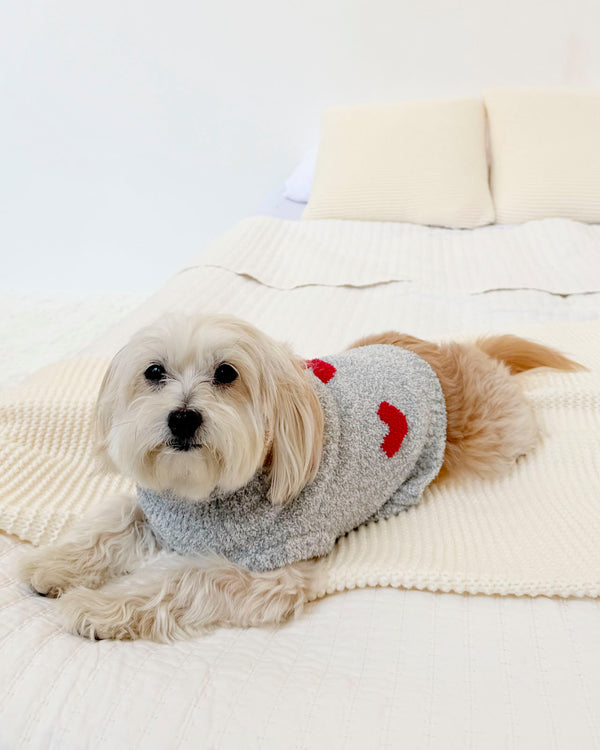 Splendid Red Hearts Fuzzy Pet Sweater