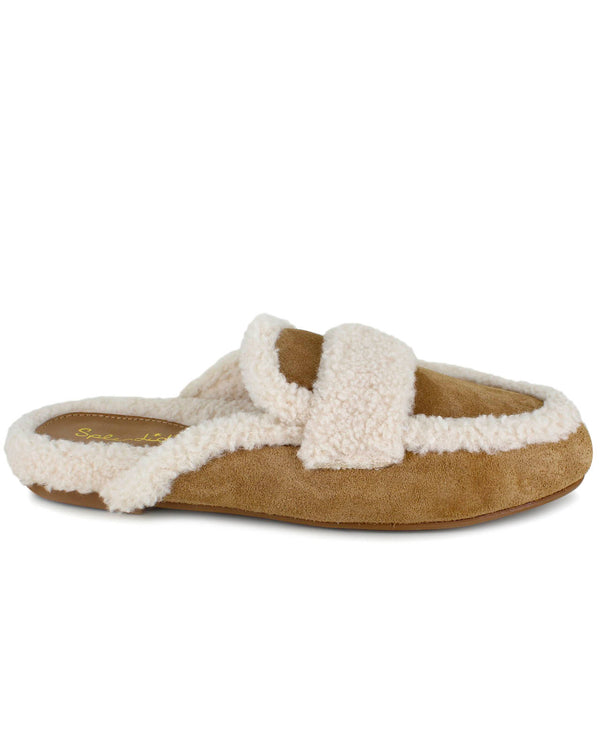 Splendid Sandra Sherpa Trim Slipper In Caramel