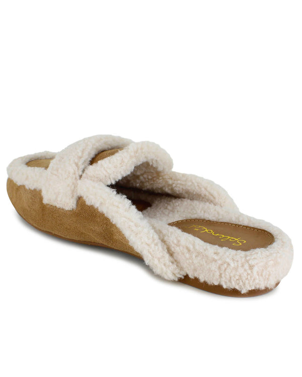 Splendid Sandra Sherpa Trim Slipper In Caramel