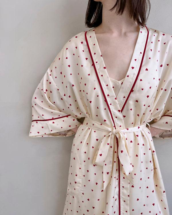 splendid Small Heart Toss Satin Silk Robe