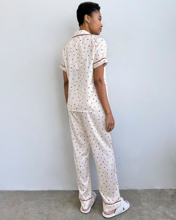 Splendid Small Heart Toss Satin Silk Sleep Set