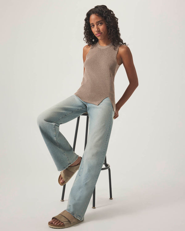 Splendid Straight Leg Worn Hem Jean