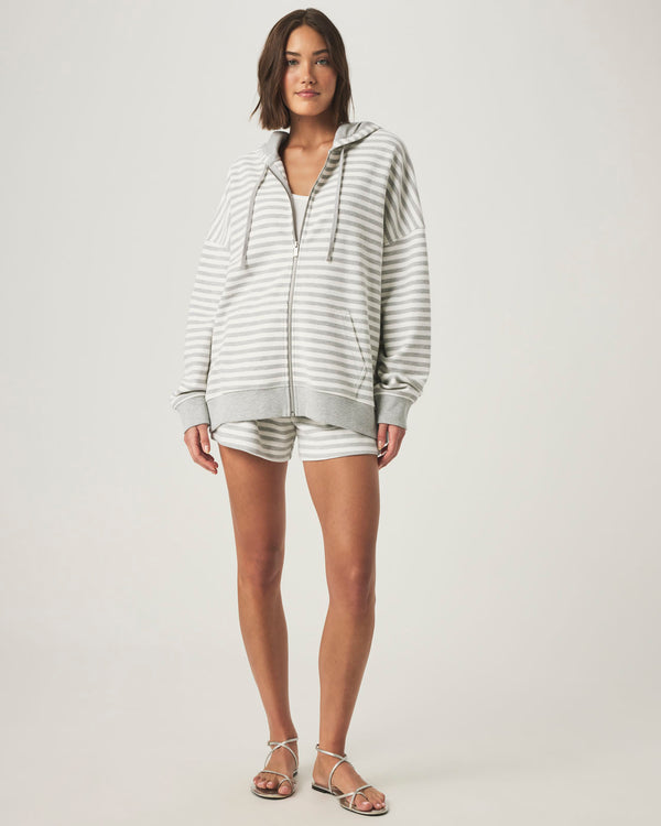 Splendid Stripe Terry Zip Up Hoodie