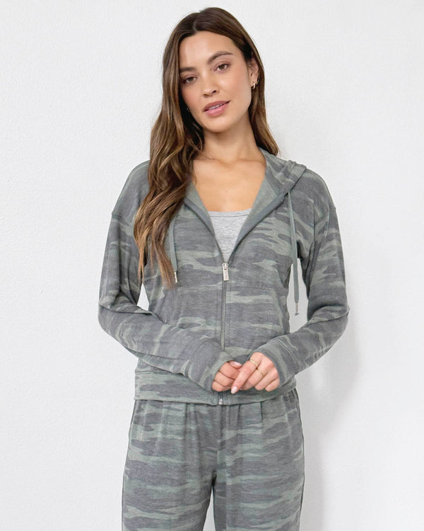 splendid Supersoft Zip Up Hoodie in Camo
