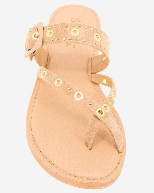 Splendid Sutton Stud Sandal In Honey Beige