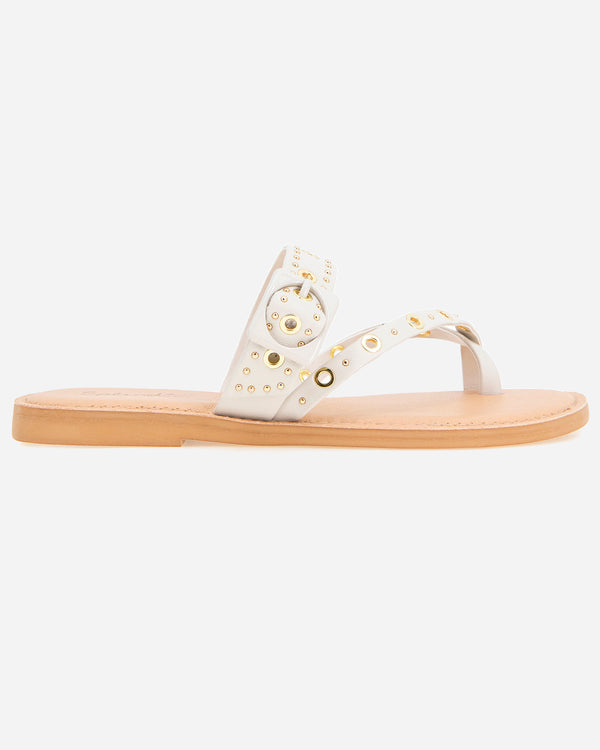 Splendid Sutton Stud Sandal In White Sand