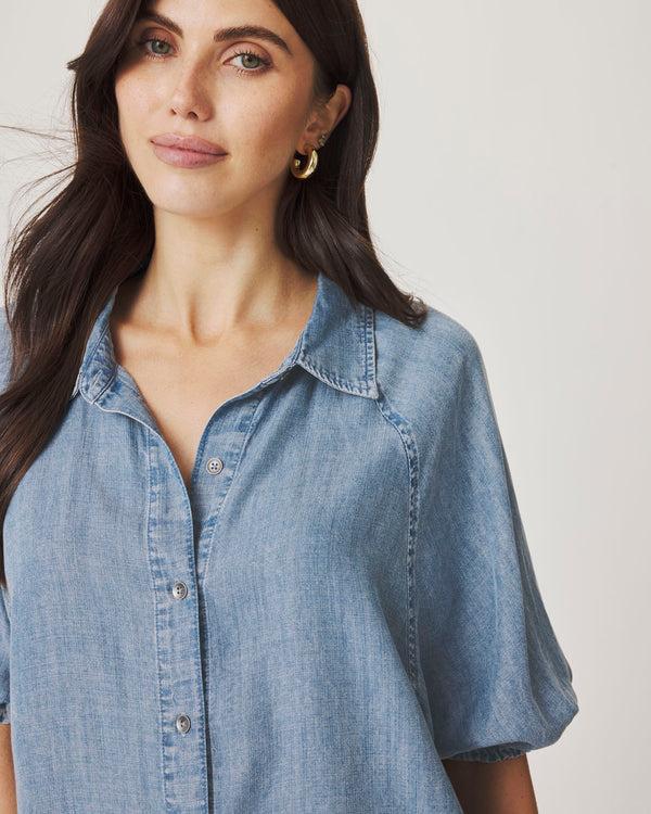 Splendid Talia Indigo Puff Sleeve Top