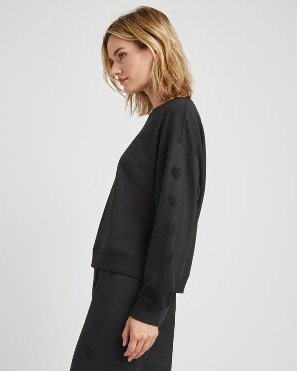 Splendid Tia Soft Fleece Heart Sweatshirt
