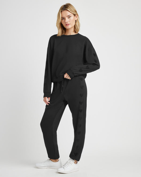 Splendid Tia Soft Fleece Heart Sweatshirt