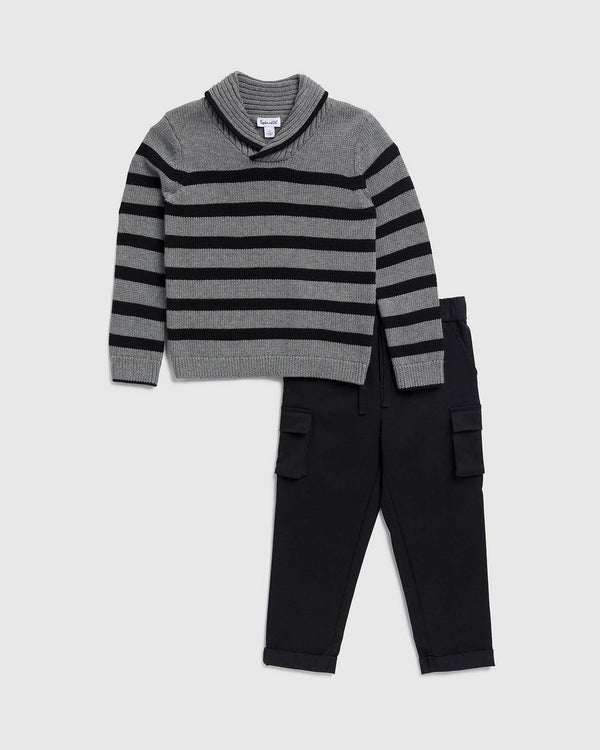 Splendid Toddler Boy Roll Neck Stripe Sweater Set