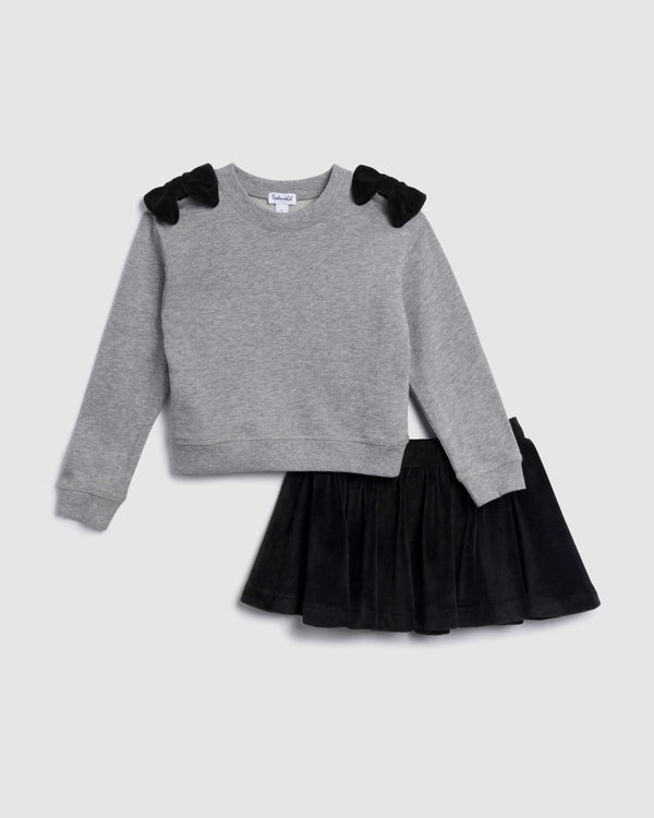 splendid Toddler Girl Bow Long Sleeve Skirt Set