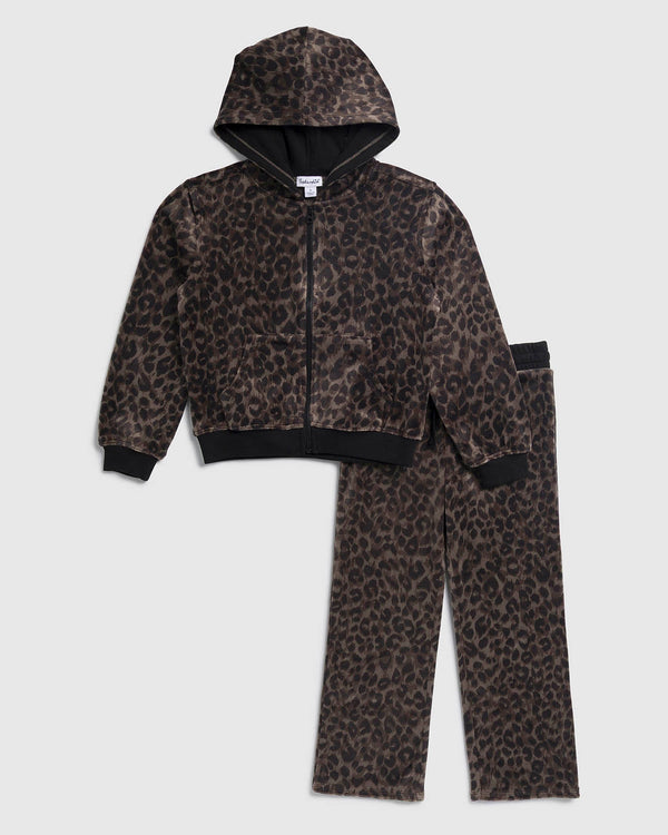 Splendid Toddler Girl Cheetah Velour Zip Up Set