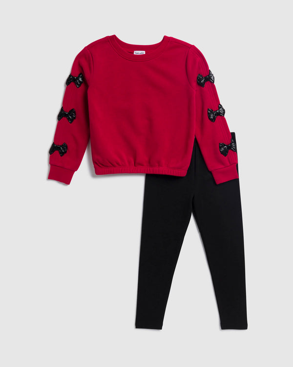 Splendid Toddler Girl Shiny Bow Sweatshirt Set