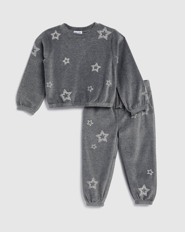 splendid Toddler Girl Silver Star Jogger Set