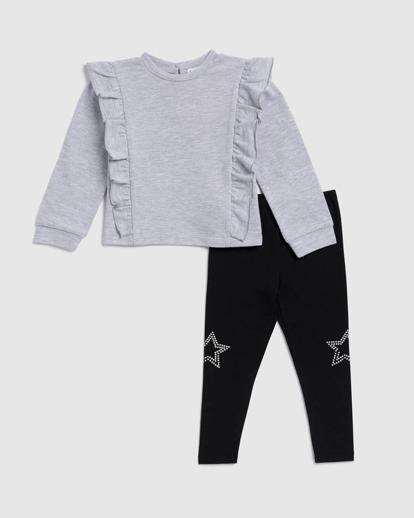 splendid Toddler Girl Silver Stars Legging Set