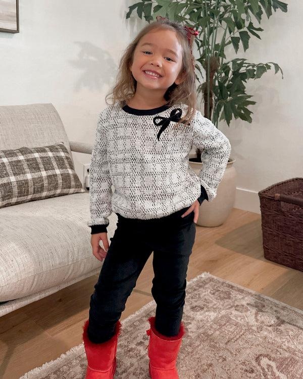 splendid Toddler Girl Tweed Bow Sweatshirt Set