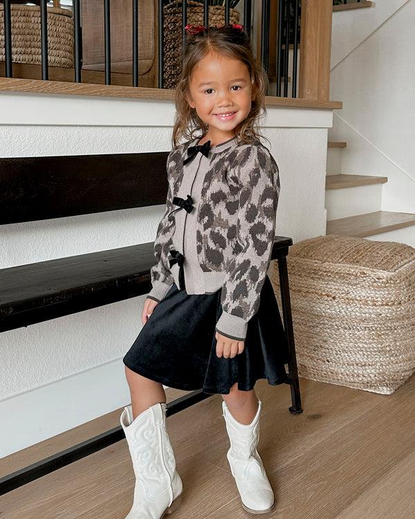 Splendid Toddler Leopard Bow Cardigan Set