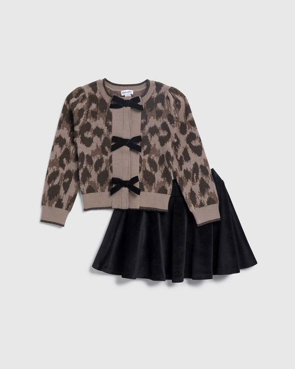 Splendid Toddler Leopard Bow Cardigan Set