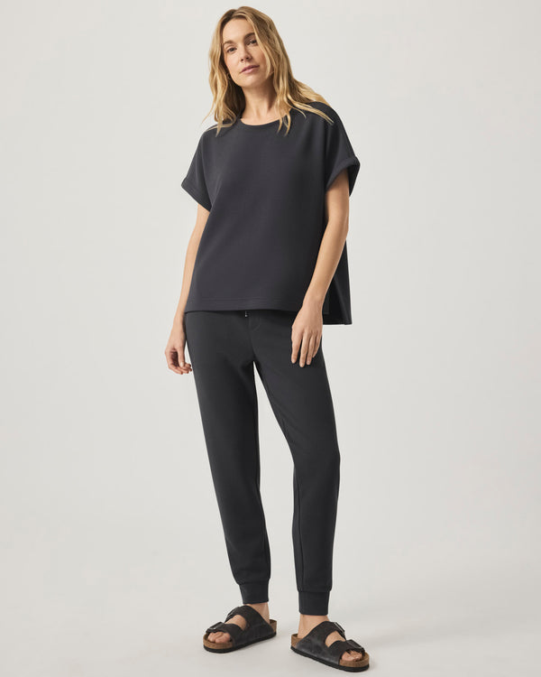 splendid Waffle Scuba Short Sleeve Sweatshirt