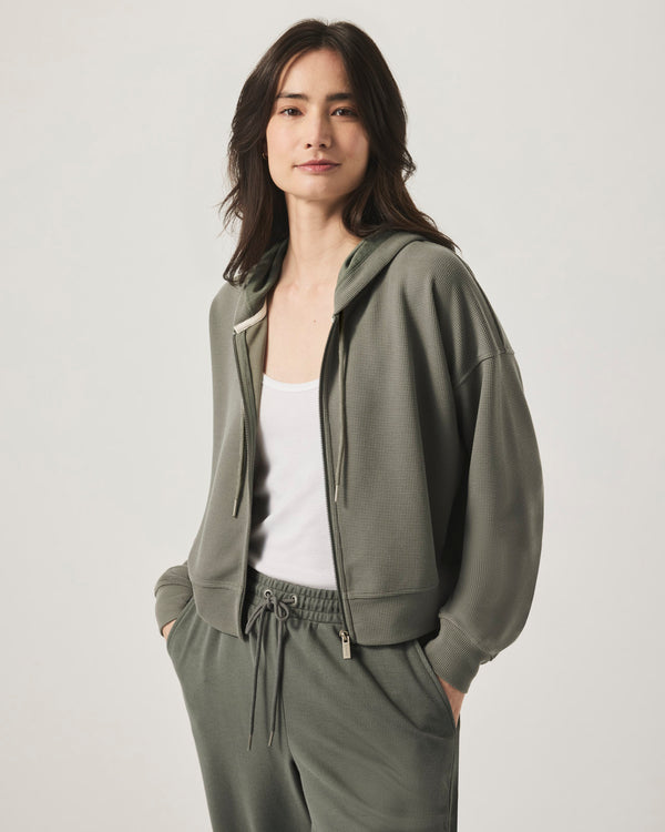 Splendid Waffle Scuba Zip-Up Pullover