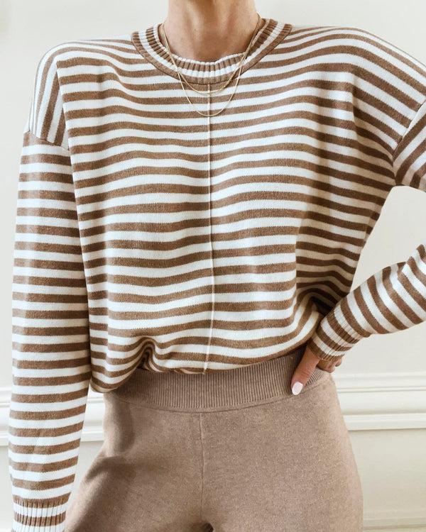 splendid Splendid x Cella Jane Striped Front Seam Sweater