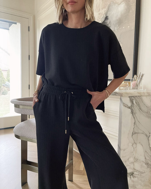 splendid Splendid x Cellajaneblog Rib Scuba Short Sleeve Sweatshirt