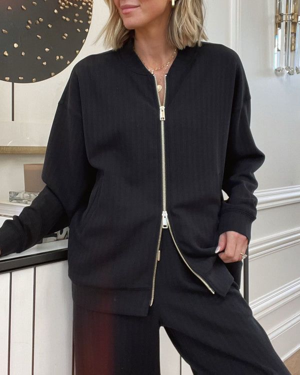 splendid Splendid x Cellajaneblog Rib Scuba Zip-Up Jacket