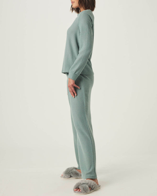 Splendid Stormy Sea Split Crewneck Waffle Knit Sleep Set