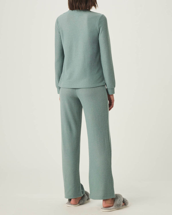 Splendid Stormy Sea Split Crewneck Waffle Knit Sleep Set