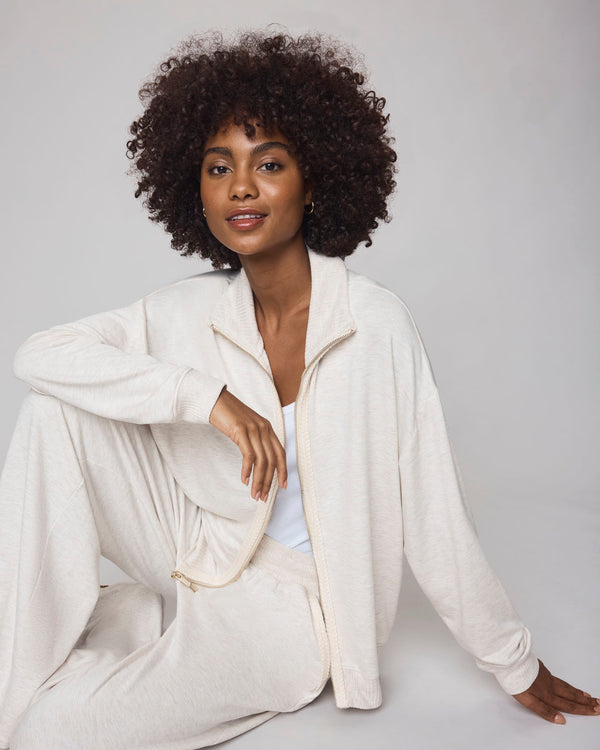 Splendid Supersoft Trim Zip Up Sweater Using LENZING™ECOVERO™ Fibers