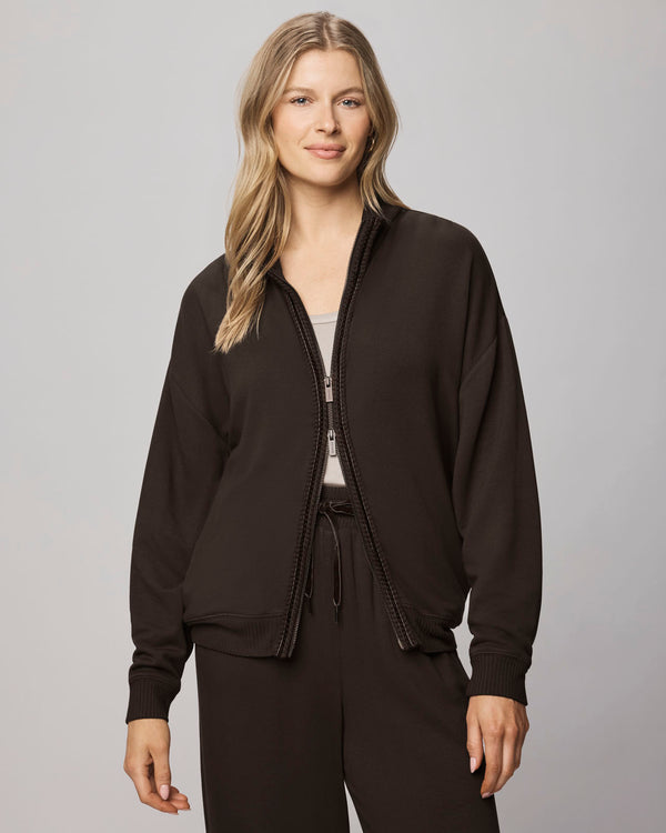 splendid Supersoft Trim Zip Up Sweater Using LENZING™ECOVERO™ Fibers